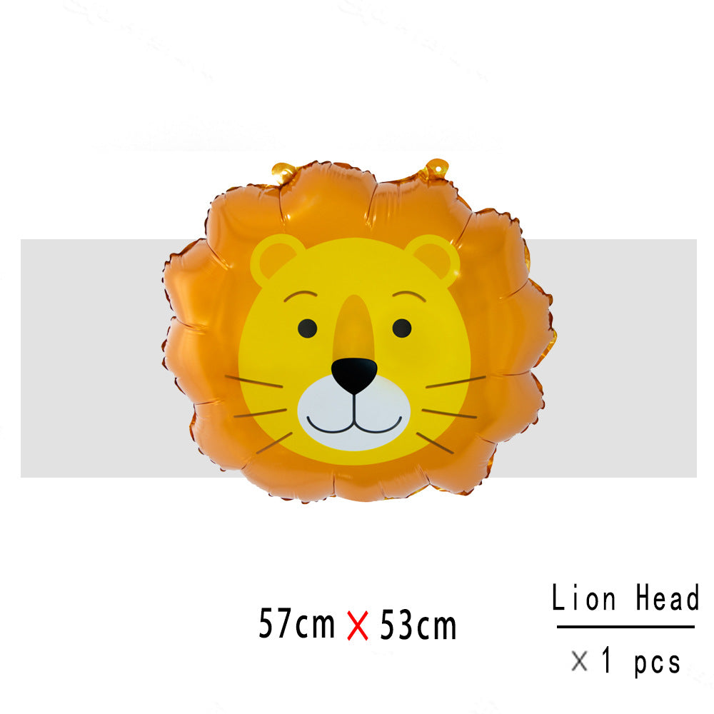 Cartoon Jungle Animals Aluminium Film Balloon Tiger Lion Birthday Party Scene Decoration Arrangement Balloon
