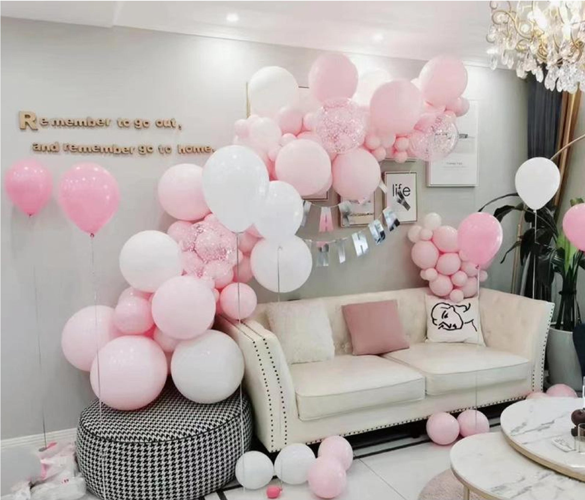 Pink Silver White Lake Blue Balloon Arch Kit, Can Be Matched With Three-dimensional Love Shape Balloon, Suitable For Birthday Party Anniversary Wedding Decoration Theme Party