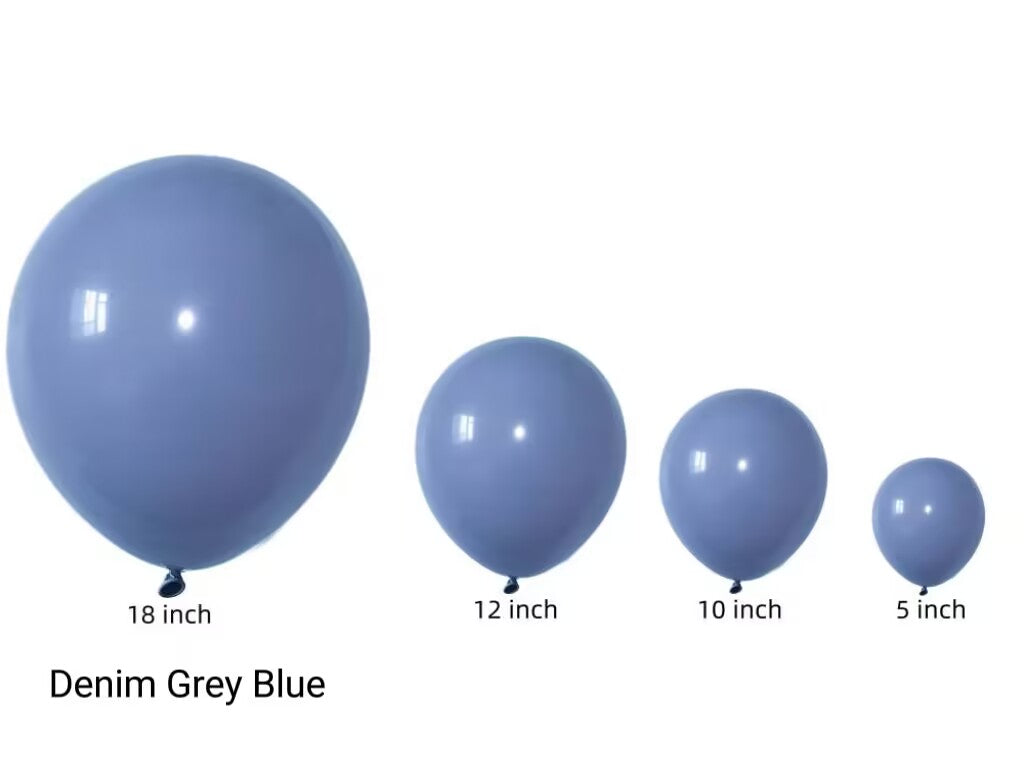 100pcs/pack Thirteen Vintage Blue Latex Balloons in Sizes from 5" to 18" for Children's Birthday Parties, Weddings, Anniversaries, Festivals, Holidays, and More