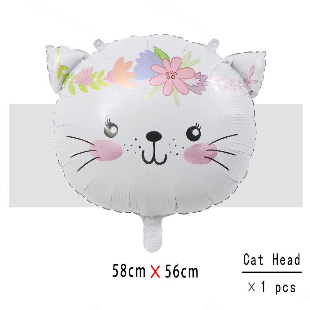 Cartoon Jungle Animals Aluminium Film Balloon Tiger Lion Birthday Party Scene Decoration Arrangement Balloon