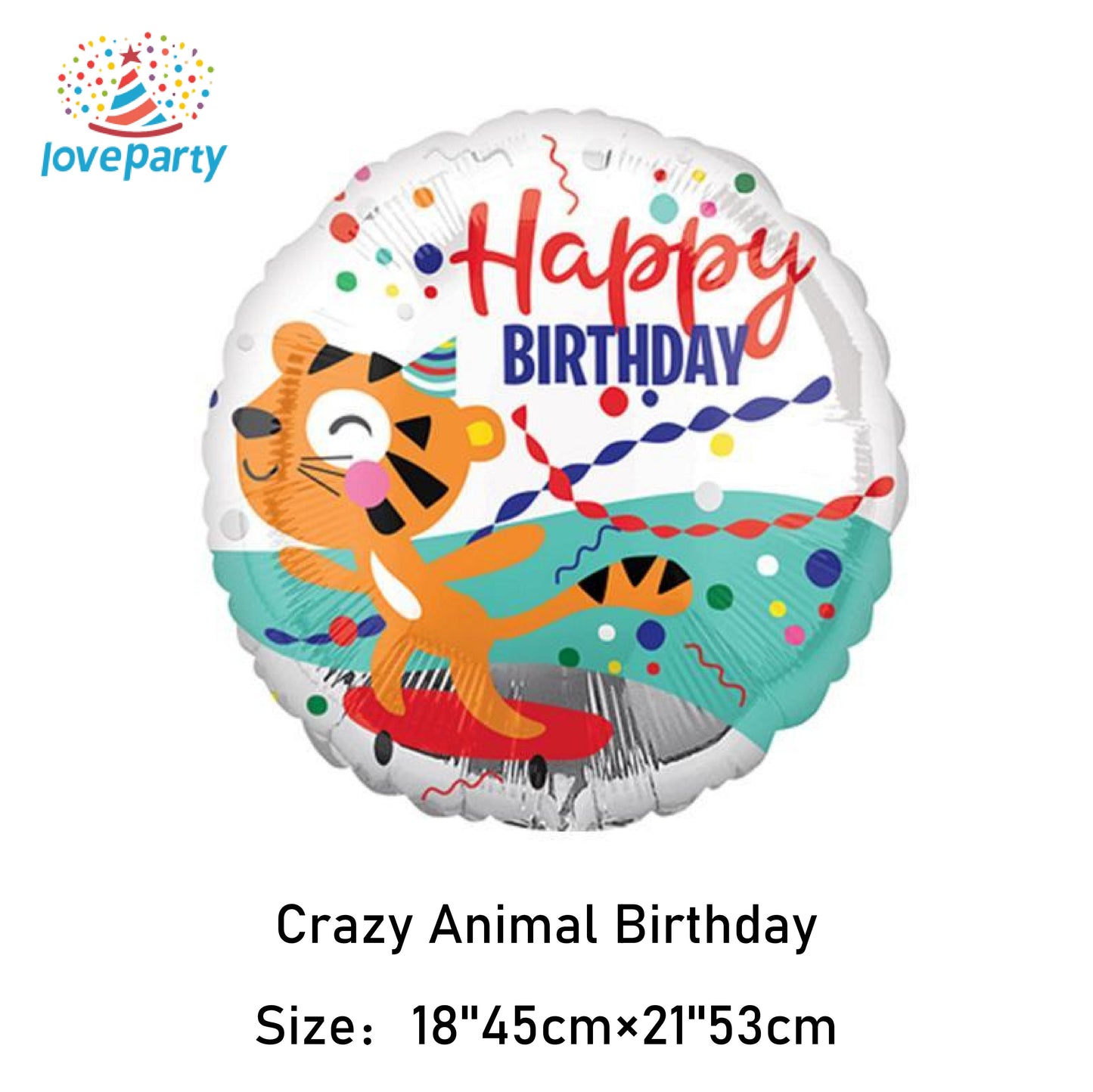 Cartoon Round Tiger and Lion Birthday Party Festival Decoration Aluminum Foil Balloon Jungle Animal Shape