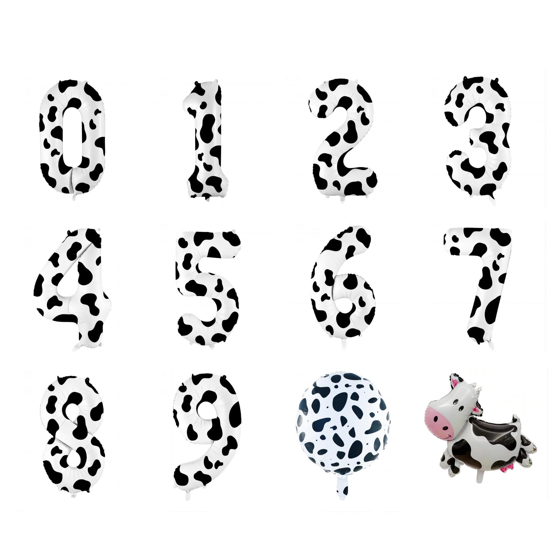 3 Pieces Cow Print Balloon Cow Shape Foil Balloons, 40 Inch Cow Print Number Balloon 1 White Cow Print Balloons Farm Animal Theme Party Decorations Supplies Animal Balloons, Birthday Balloons