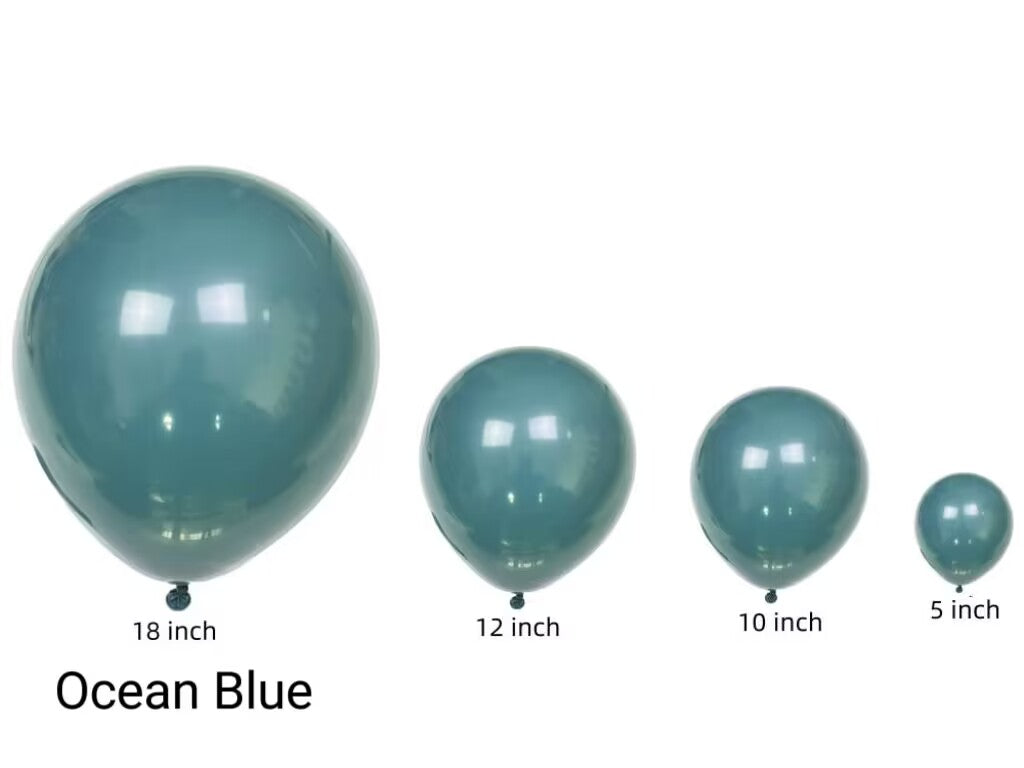 100pcs/pack Thirteen Vintage Blue Latex Balloons in Sizes from 5" to 18" for Children's Birthday Parties, Weddings, Anniversaries, Festivals, Holidays, and More