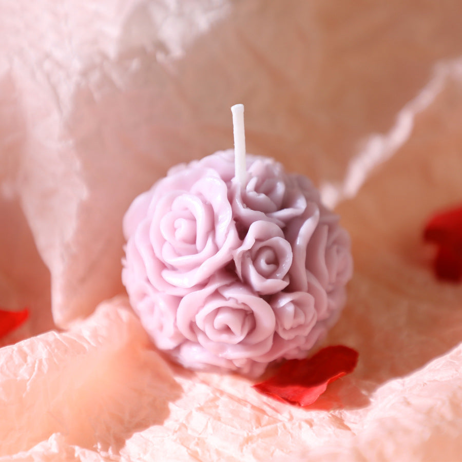 Handmade Rose Pillar Aromatherapy Candle Sculpture Modeling Scented Smokeless Candle Holder Ornament Birthday Candle Gift